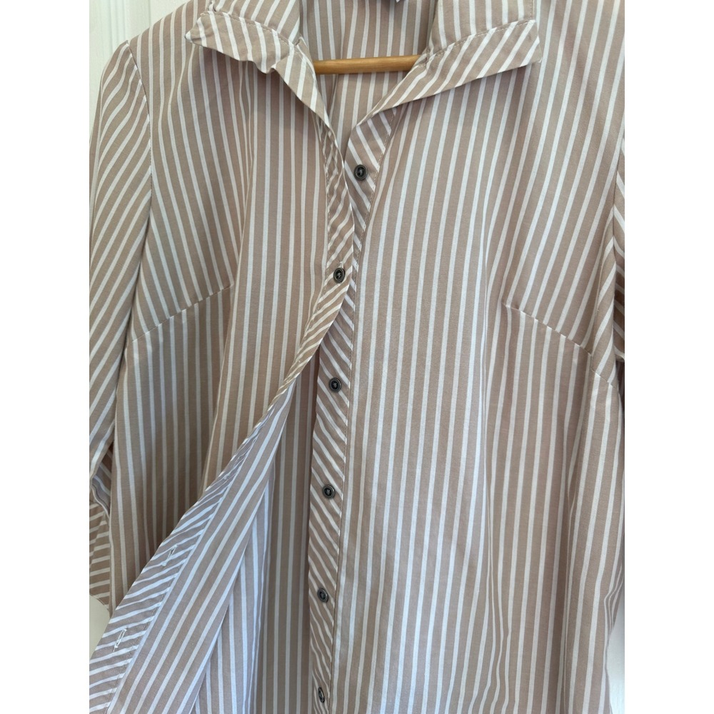 Blair Stripe Button‎ Front Shirt Women's Small Roll Tab Career Coastal Classic - Picture 3 of 9